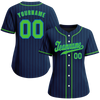 Custom Blue Stripe Fashion Green Authentic Baseball Jersey