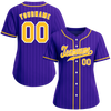 Custom Purple Stripe Fashion Yellow Authentic Baseball Jersey