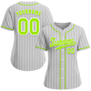 Custom Grey Stripe Fashion Green Authentic Baseball Jersey