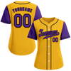 Custom Yellow Purple Raglan Sleeves Purple Authentic Baseball Jersey