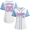 Custom White Aqua Raglan Sleeves Aqua Authentic Baseball Jersey