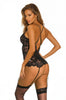 Lovely Red Lace Garter Camisole Lingerie Set by 3wishes.com