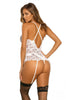 Lovely Red Lace Garter Camisole Lingerie Set by 3wishes.com