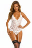 Lovely Red Lace Garter Camisole Lingerie Set by 3wishes.com