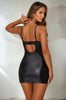 Black Faux Leather and Lace Chemise by 3wishes.com