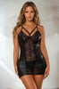 Black Faux Leather and Lace Chemise by 3wishes.com