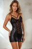 Black Faux Leather and Lace Chemise by 3wishes.com