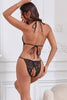Low Cut Lace Halter Teddy by 3wishes.com