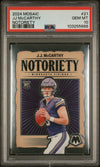 Graded 2024 Panini Mosaic JJ McCarthy #21 Notoriety Rookie RC Football Card PSA 10 Gem Mint