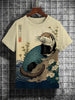 Samurai Cat Graphic T-Shirt – Japanese Style 3D Print Men's Tee by FitiqueFit