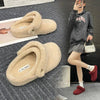 🩴 Winter Cotton Drag Outside Flat Fluffy Slippers by FitiqueFit