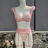 Ellolace Erotic Women's Lingerie Embroidery Lace Sexy Transparent Bra Ruffle Strap Fancy Garter Super Hot Full Underwear