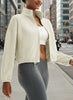 Winter Fleece Cropped Jacket with Stand Collar by FitiqueFit