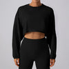 Women Sports Crop Top Long Sleeve T-Shirts Yoga Loose Tops Gym Clothing Fitness Running Yoga Shirts Workout Clothes