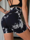Women's Tie Dye Ruched High Waist Sports Shorts