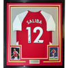 Framed Autographed/Signed William Saliba 35x39 Arsenal Red Soccer Jersey Beckett BAS COA #2