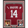 Framed Autographed/Signed Sam Bradford 35x39 Oklahoma Red College Football Jersey Beckett BAS COA by Hall of Fame Sports Memorabilia