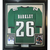 Framed Autographed/Signed Saquon Barkley 35x39 Philadelphia Midnight Green Football Jersey Beckett BAS COA