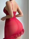 Ellolace Lace Lingerie Dress Irregular Ruffles Lace Ultra Sexy Fancy Valentine's Day See Through Sexy Adult Female Night Dress