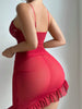 Ellolace Lace Lingerie Dress Irregular Ruffles Lace Ultra Sexy Fancy Valentine's Day See Through Sexy Adult Female Night Dress