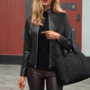 Women’s Slim Fit Faux Leather Moto Jacket by FitiqueFit