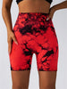 Women's Tie Dye Ruched High Waist Sports Shorts