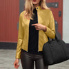 Women’s Slim Fit Faux Leather Moto Jacket by FitiqueFit