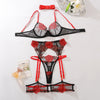 Ellolace Sexy Floral Lingerie Woman Fancy Underwear 5-Piece Peekaboo Bra Onlyfans Kit Garter Belt Exotic Sets
