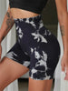 Women's Tie Dye Ruched High Waist Sports Shorts