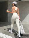 Sports Women's Jumpsuit Sleeveless Solid Slim Backless Zipper Open Back High Elastic Long Pants Jumpsuits Casual Jumpsuits