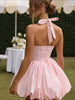 Women’s Pink Corset Puffball-Hem Mini Dress by FitiqueFit