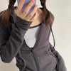 Lucyever Y2K Slim Fit Cropped Zip-Up Hoodie