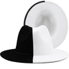 Black White Modern Unisex Fedora Hat Women Unisex Wide Brim Party Cowboy Cap Men Gentleman Wedding Hat Two Colors Fedora Hat Solid Color Wide Brim Winter Autumn Hat by Stevvex