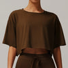 Quick Dry Cropped loose Yoga Tee for Active Women