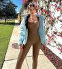 Sleeveless Square Collar High Waist Hip Lift Slim Sexy Sports Jumpsuit Women's One-piece Set