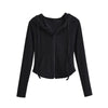 Lucyever Y2K Slim Fit Cropped Zip-Up Hoodie