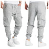 Mens Sweatpants Straight Fit Drawstring Multi-pocket Pants