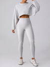 Women Sports Crop Top Long Sleeve T-Shirts Yoga Loose Tops Gym Clothing Fitness Running Yoga Shirts Workout Clothes