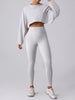 Women Sports Crop Top Long Sleeve T-Shirts Yoga Loose Tops Gym Clothing Fitness Running Yoga Shirts Workout Clothes