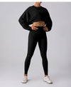 Women Sports Crop Top Long Sleeve T-Shirts Yoga Loose Tops Gym Clothing Fitness Running Yoga Shirts Workout Clothes