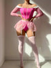 Ellolace Princess Lingerie 5-Piece Off Shoulder Corset Top Fairy Tulle Garter Matching Outfits Long Sleeve Onlyfans Exotic Sets