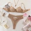 Ellolace Sexy Lingerie 2 Pieces Sexy Hot Bra And Panties Sets Khaki Female Intimate Sexy Complete Mesh French Underwear