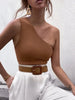 Women Sports Tank Tops Sexy Crop Tops One Shoulder