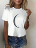 Moon Print Crew Neck T-Shirt by FitiqueFit