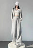Gray High-Waist Loose Wide-Leg Straight Pants Women by FitiqueFit