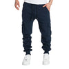 Mens Sweatpants Straight Fit Drawstring Multi-pocket Pants
