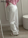 White Sweatpants For Women High Waist Jogger Wide Leg