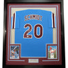 Framed Autographed/Signed Mike Schmidt 35x39 Philadelphia Retro Blue Baseball Jersey JSA COA