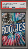 Graded 2018 Panini National Convention Lamar Jackson #85 Ravens #/399 Rookie RC Football Card PSA 10 Gem Mint
