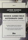 2024 Topps Inception Jayden Daniels #RJRAJD Jumbo Relic Auto /99 Rookie RC Football Card